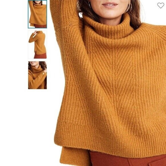 Madewell Sweaters - Madewell Ribbed Turtleneck Sweater Mustard Yellow AF521 Women's Small H14510